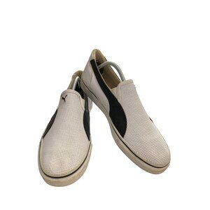 Puma Men's Size 8 White Black Slip-On Perforated Sneakers  Shoes READ